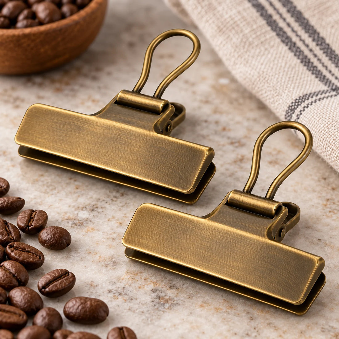 Coffee Bag Clip Pair — detail view