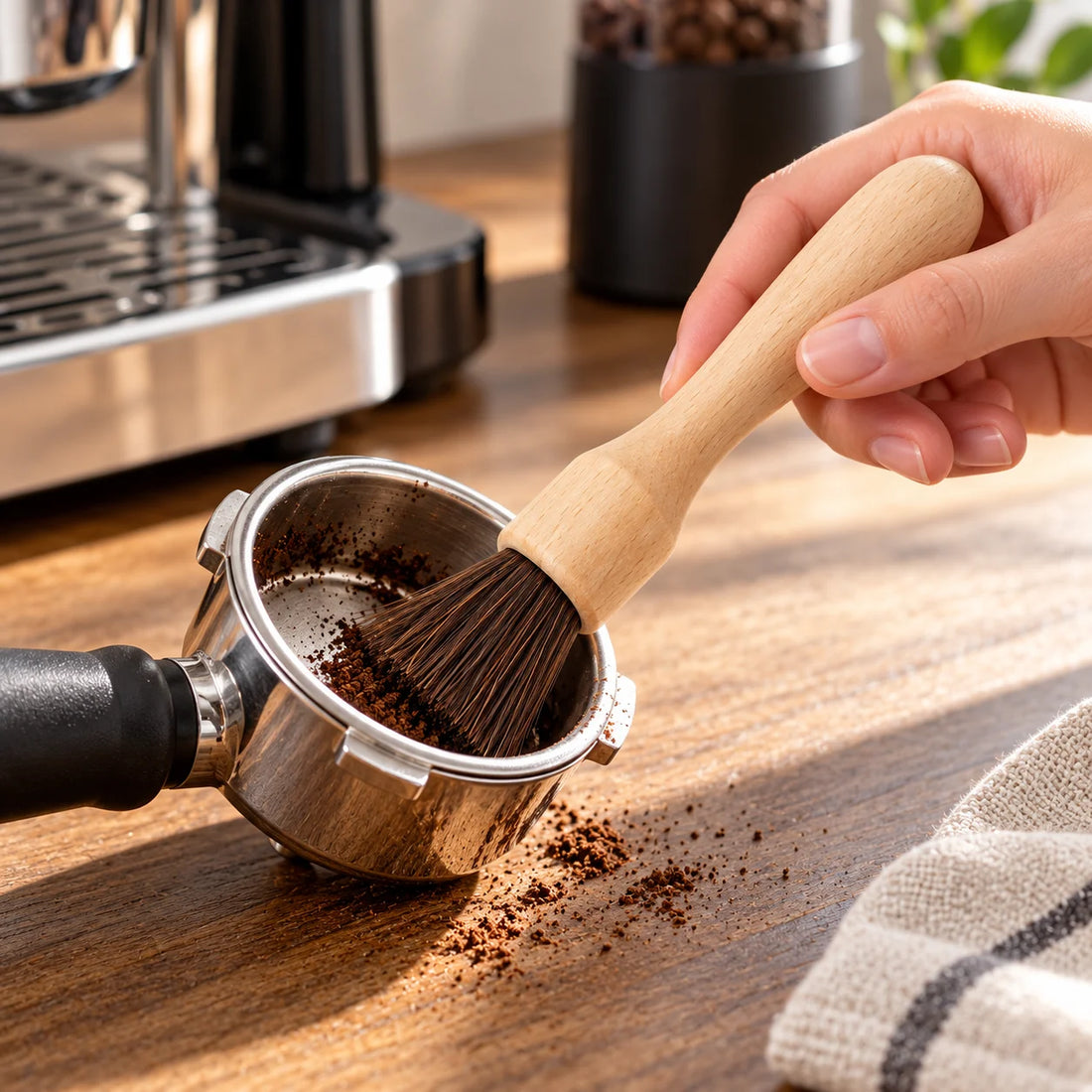 Coffee Equipment Cleaning Brush — lifestyle view