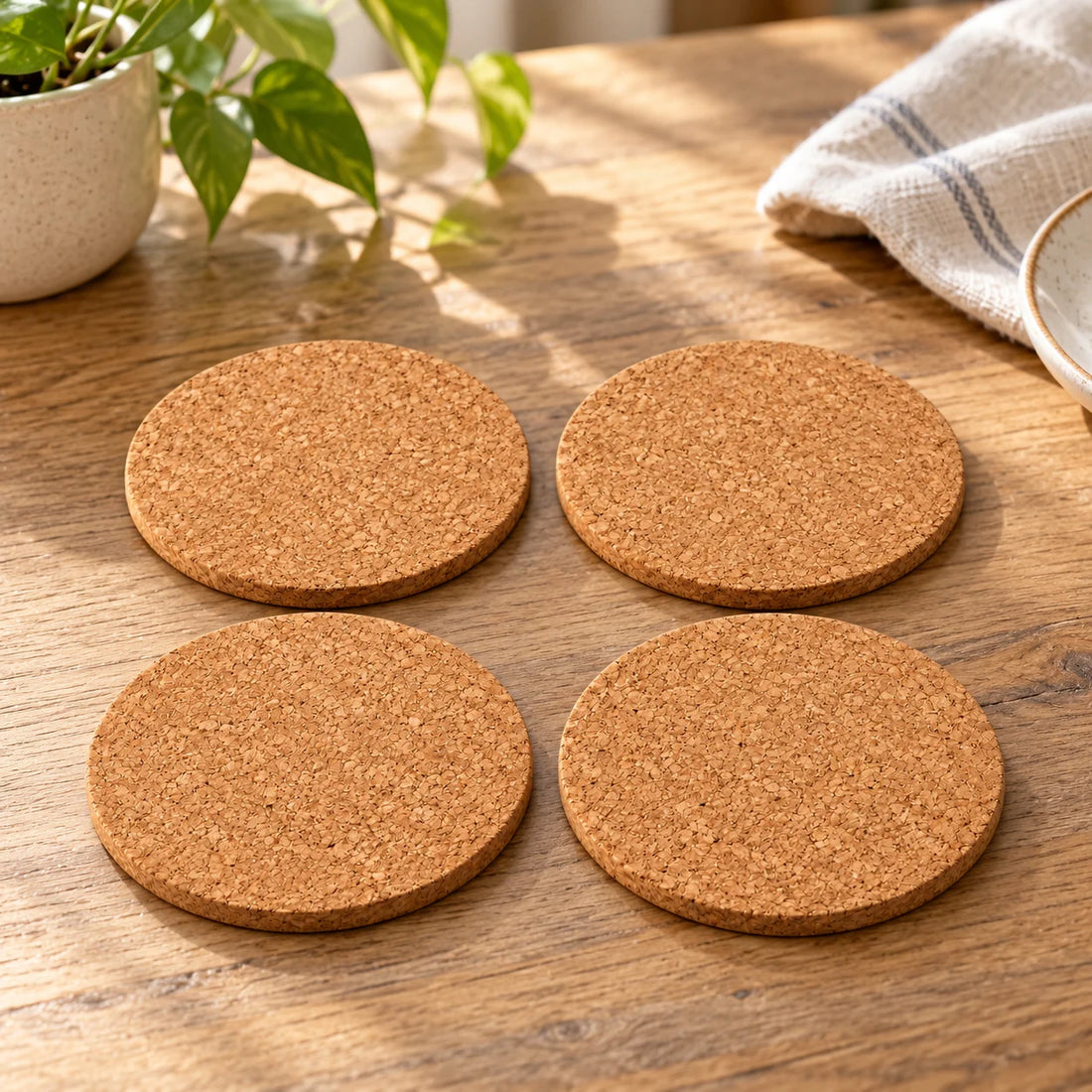 Cork Coaster Quartet — lifestyle view