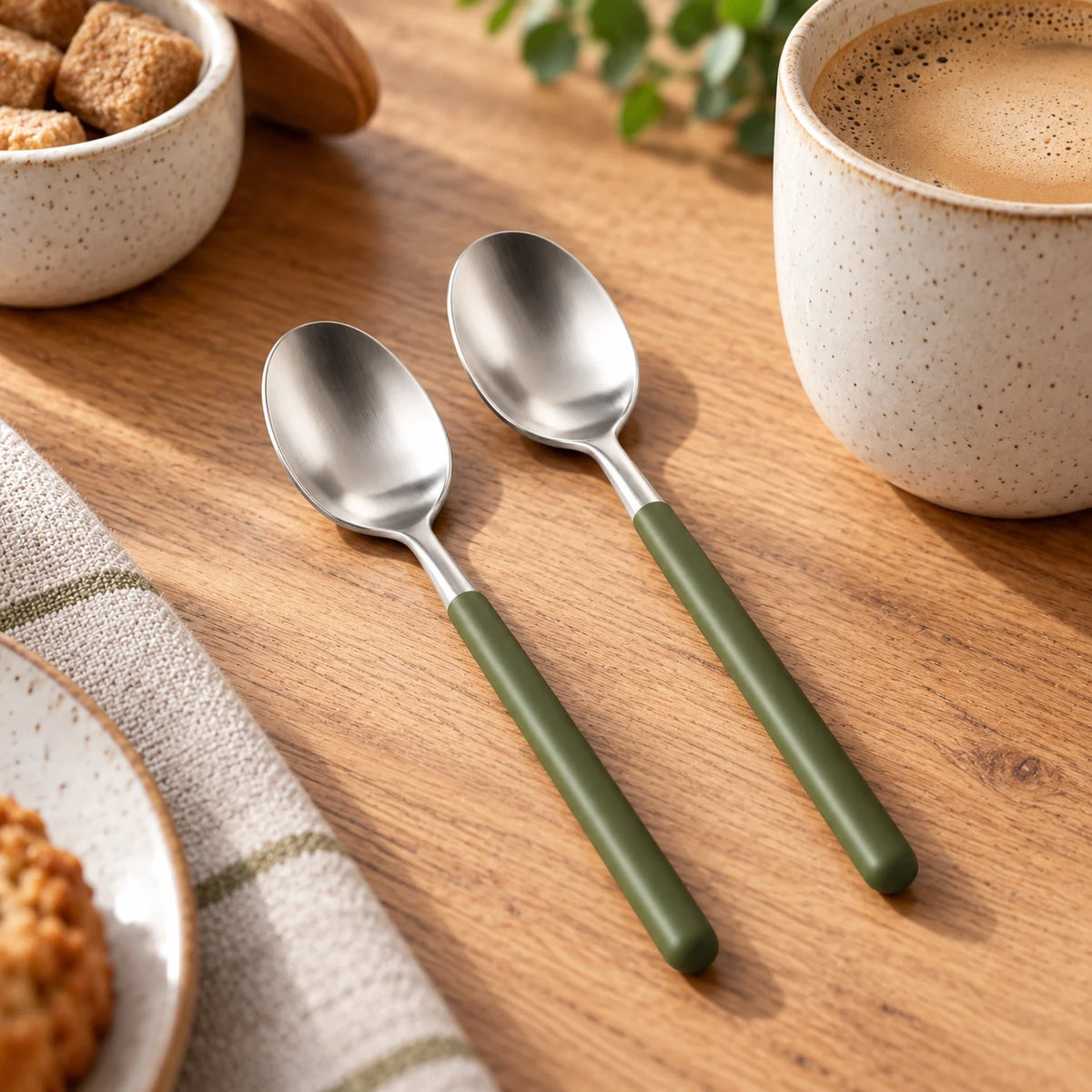 Olive-Handle Teaspoon Pair — lifestyle view