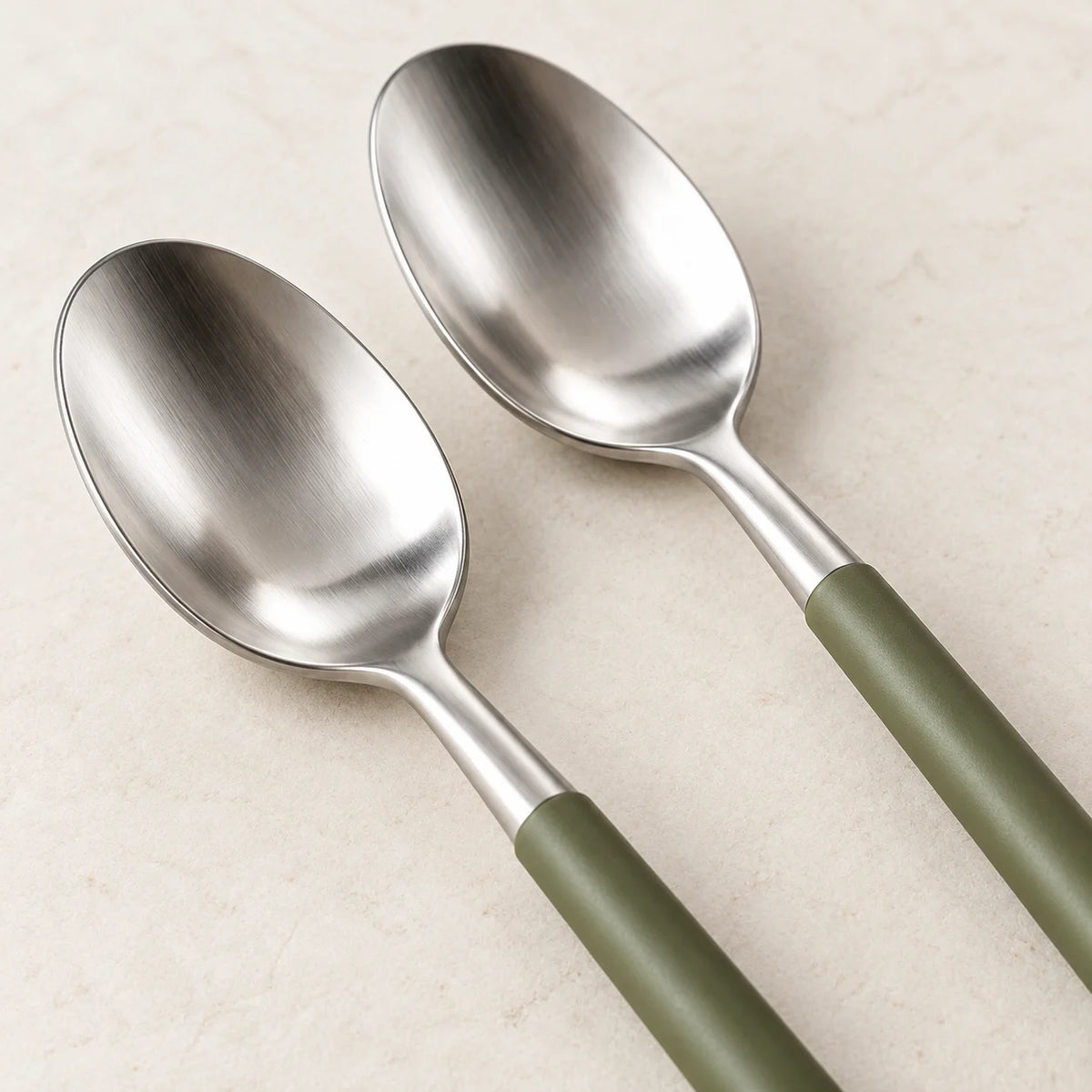 Olive-Handle Teaspoon Pair — detail view