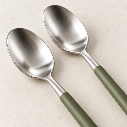 Olive-Handle Teaspoon Pair — detail view
