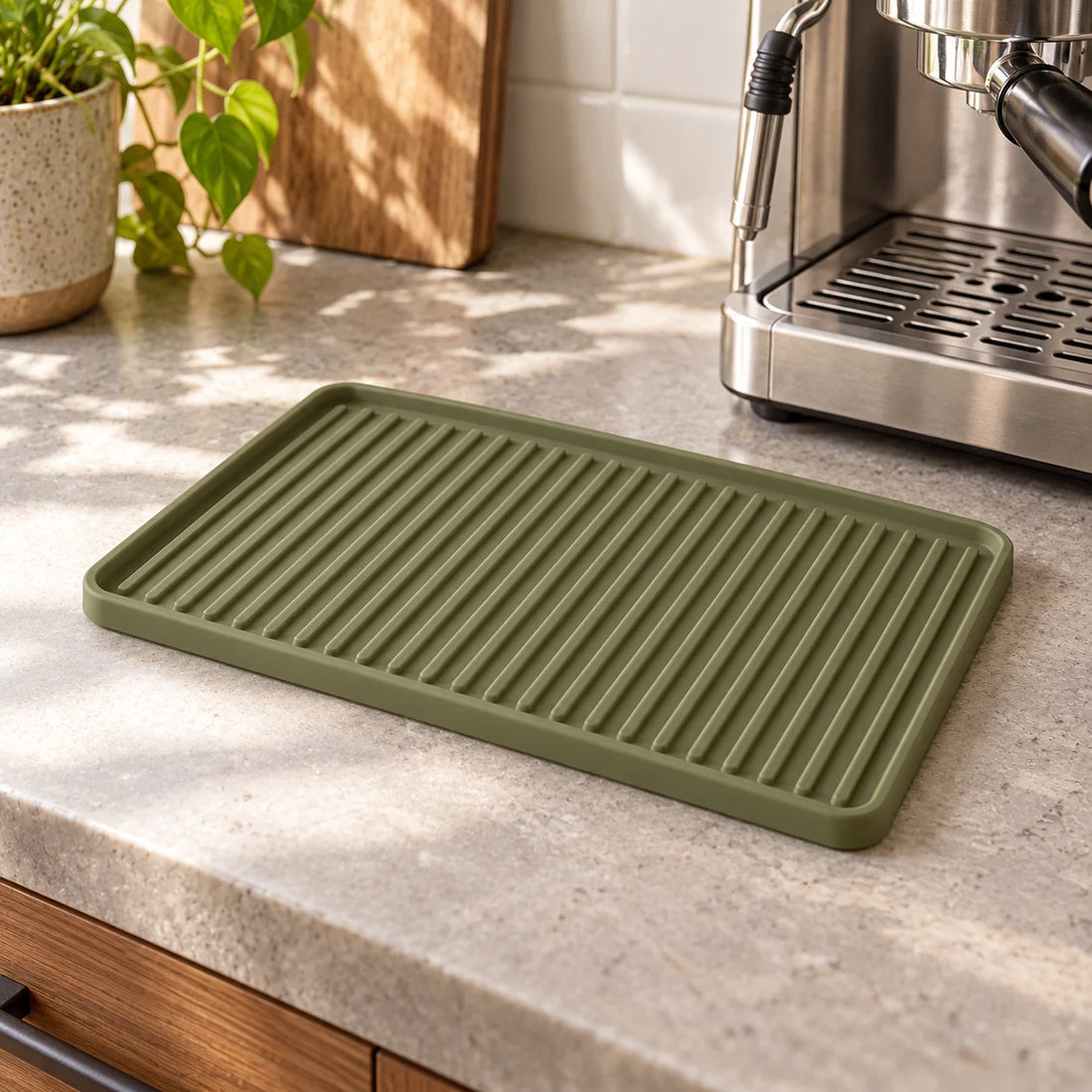 Ribbed Coffee Counter Mat — lifestyle view